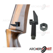Load image into Gallery viewer, Close up of wooden recurve bow with arrow rest from Archery Hit
