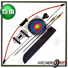 Load image into Gallery viewer, 44 inch fibreglass longbow set from Archery Hit
